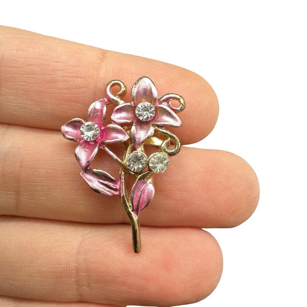 Vintage Pink Flower Brooch, Floral Jewelry